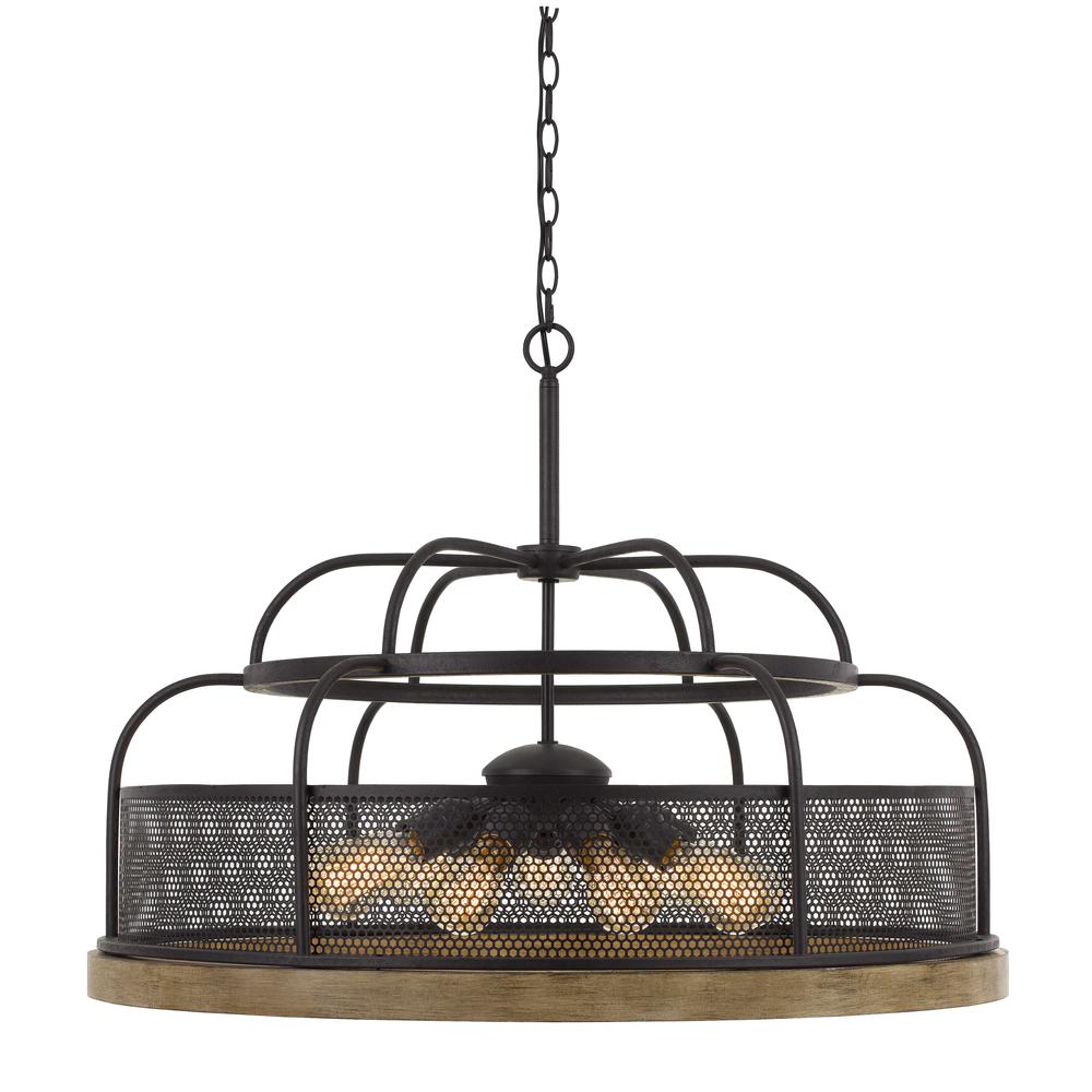 Akaki 60W X 9 Metal/Pine Wood Chandelier  (Edison Bulbs Not Included). Picture 1