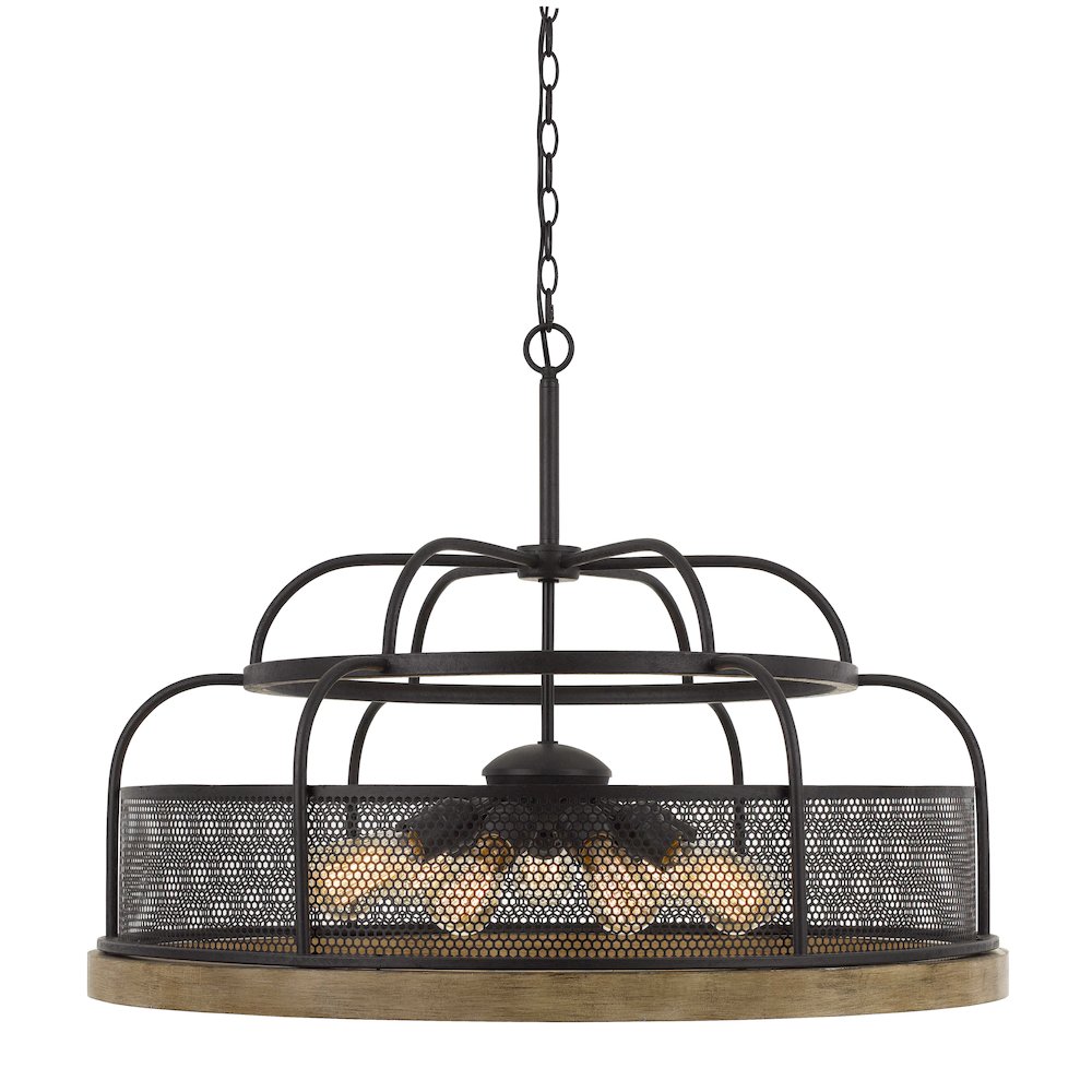 Akaki 60W X 9 Metal/Pine Wood Chandelier  (Edison Bulbs Not Included). Picture 1