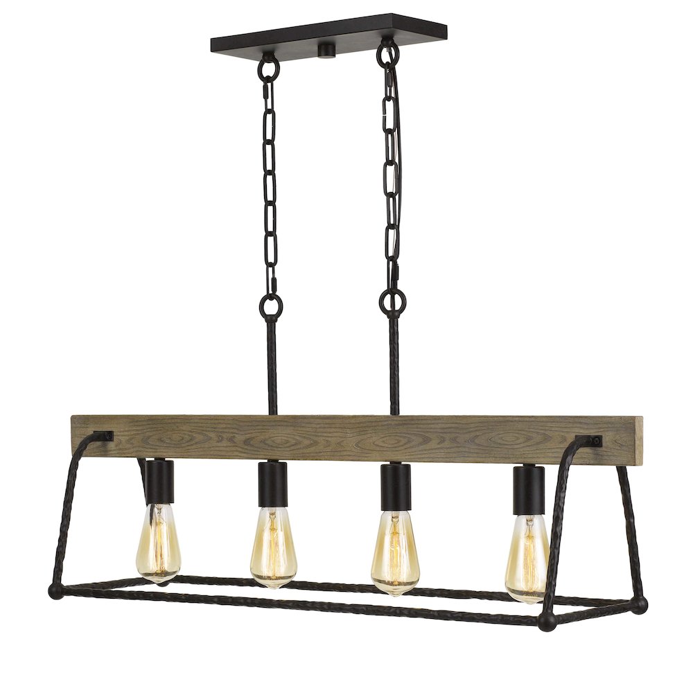 Lockport Hang Forged  Metal/Wood Island Chandelier (Edison Bulbs Not Included). Picture 3