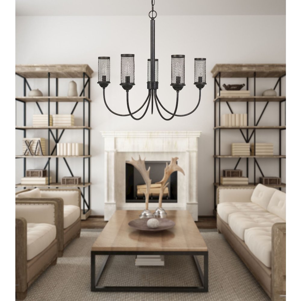 Fulton Metal Chandelier With Mesh Metal Shade. Picture 3