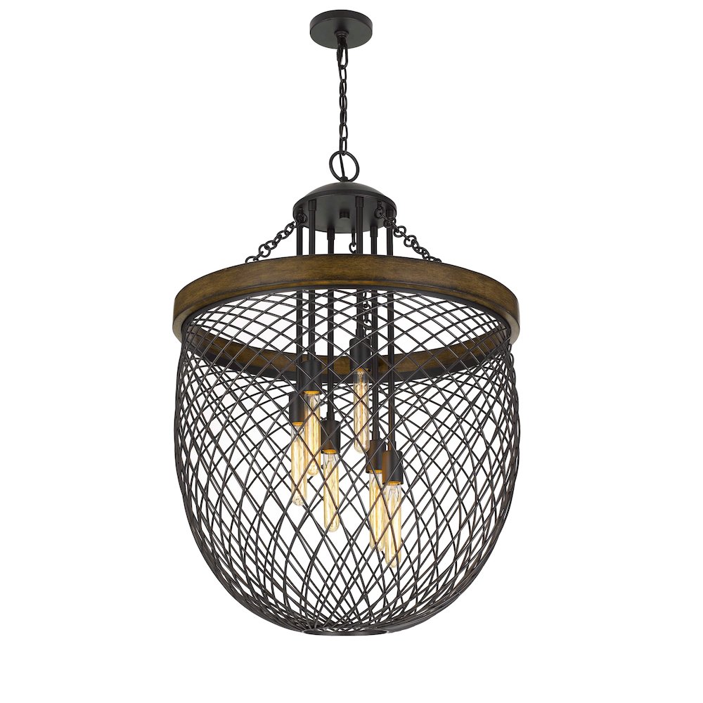 Marion Metal/Wood Mesh Shade Chandelier (Edison Bulbs Not Included). Picture 3