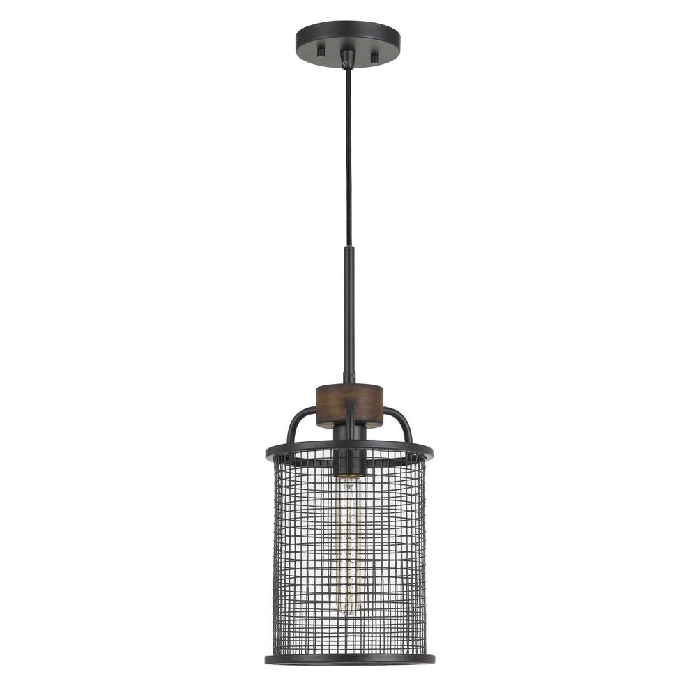 Aberdeen Mesh Metal/Wood Pendant Light (Edison Bulb Not Included). Picture 1
