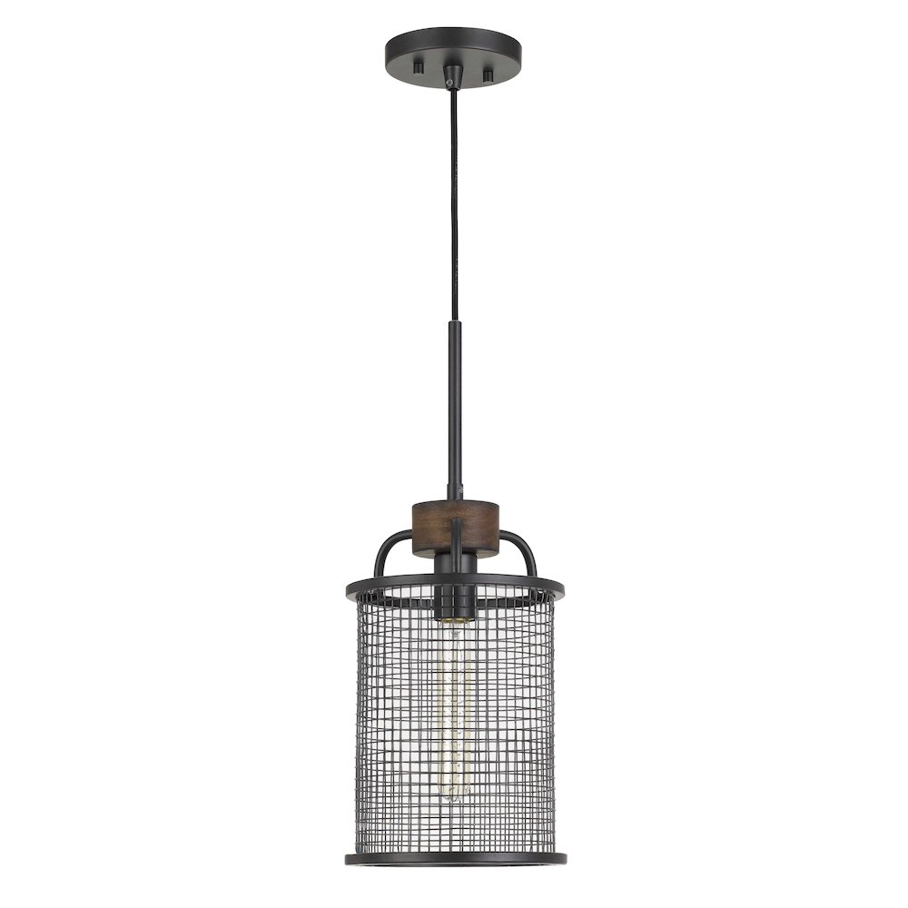 Aberdeen Mesh Metal/Wood Pendant Light (Edison Bulb Not Included). Picture 1