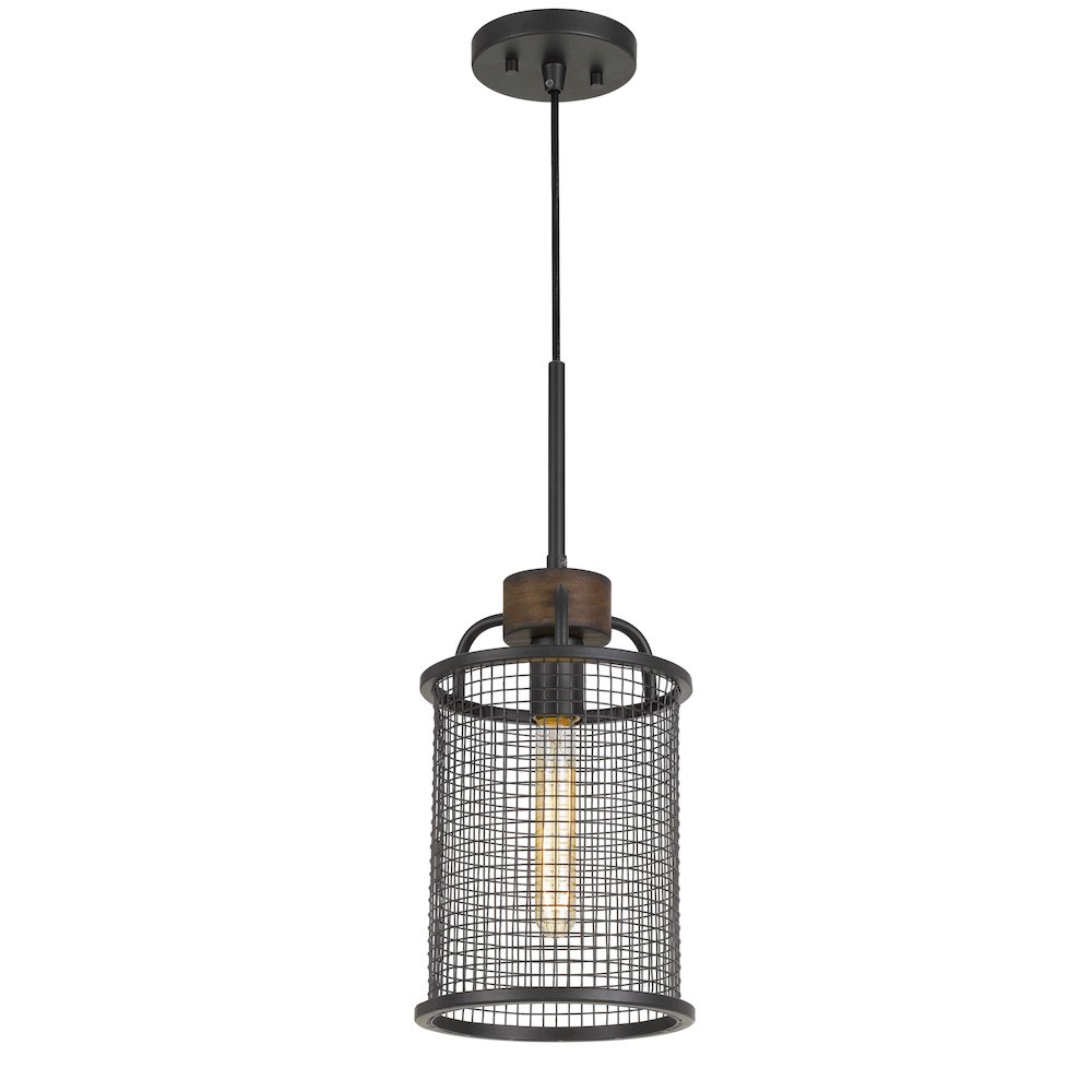 Aberdeen Mesh Metal/Wood Pendant Light (Edison Bulb Not Included). Picture 2