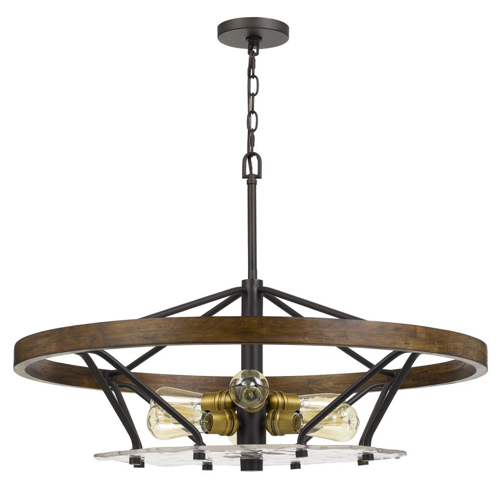 Sherrill Metal/Wood Chandelier (Edison Bulbs Not Included). Picture 1