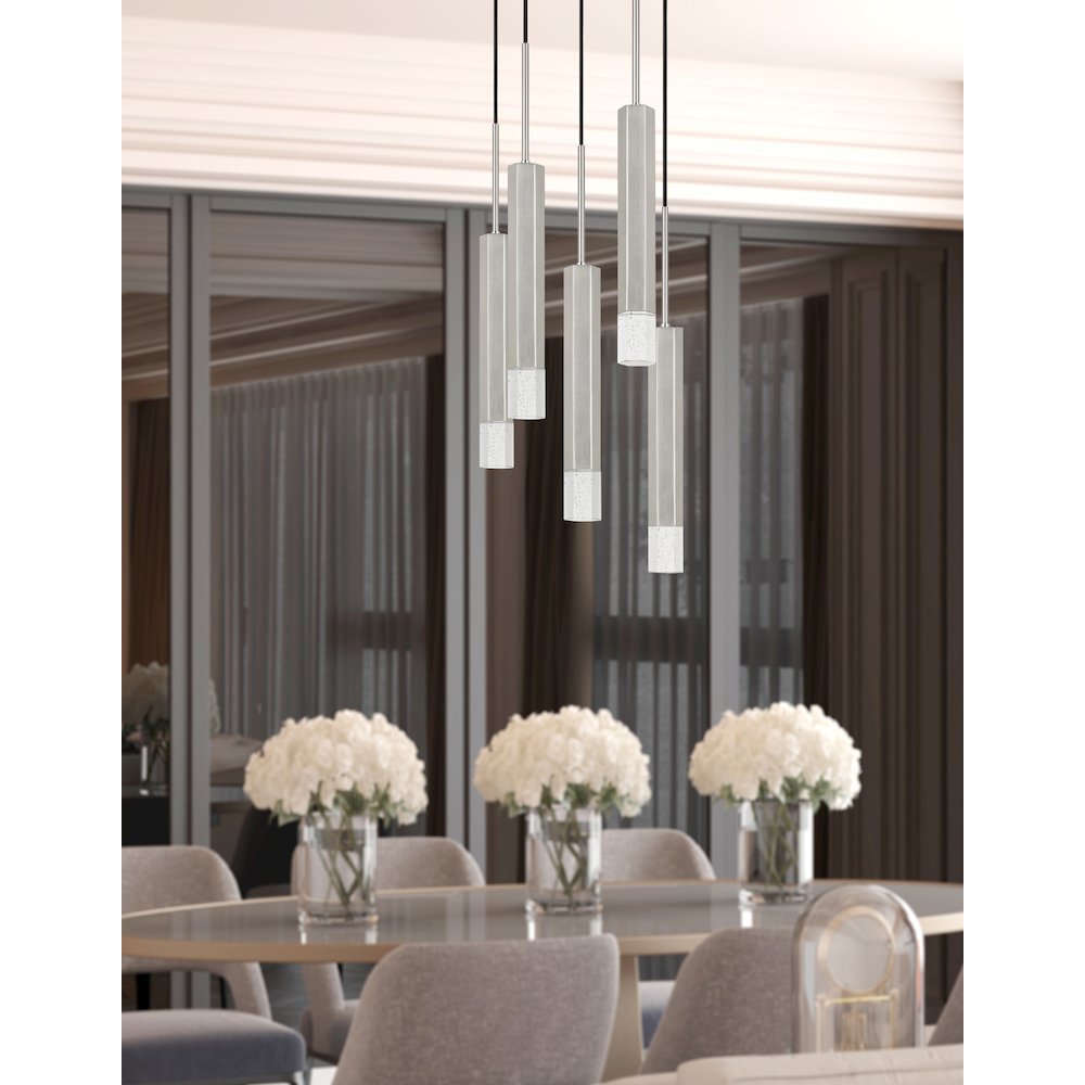 Troy Integrated Led Dimmable Hexagon Aluminum Casted 5 Lights Pendant. Picture 2