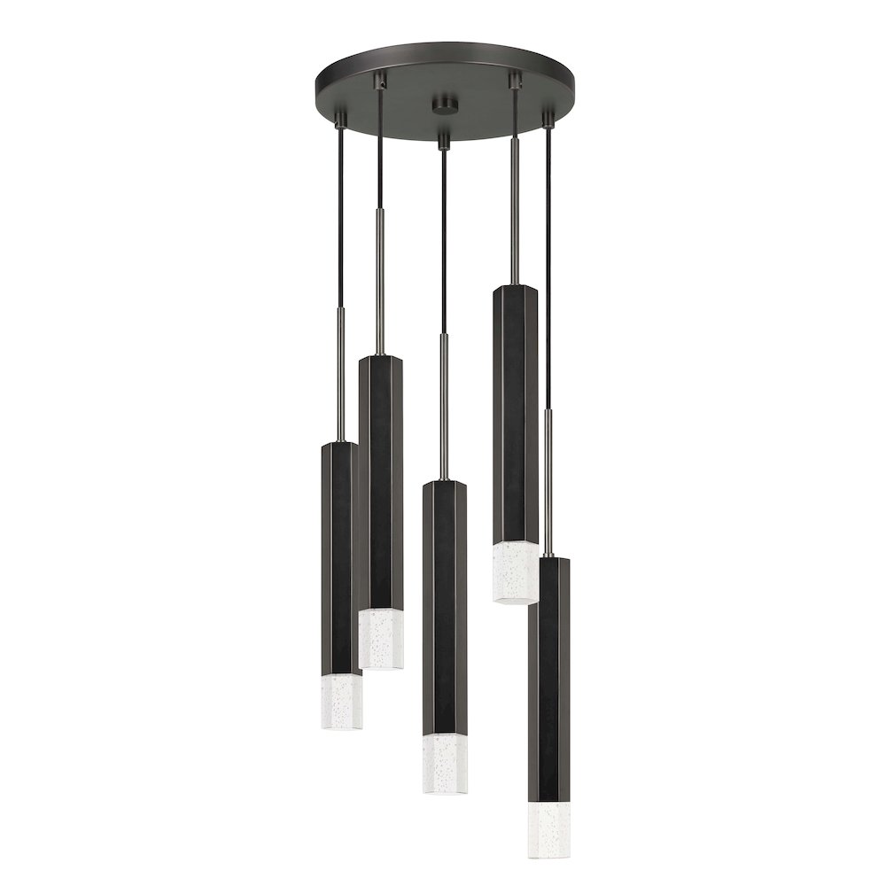 Troy Integrated Led Dimmable Hexagon Aluminum Casted 5 Lights Pendant. Picture 1