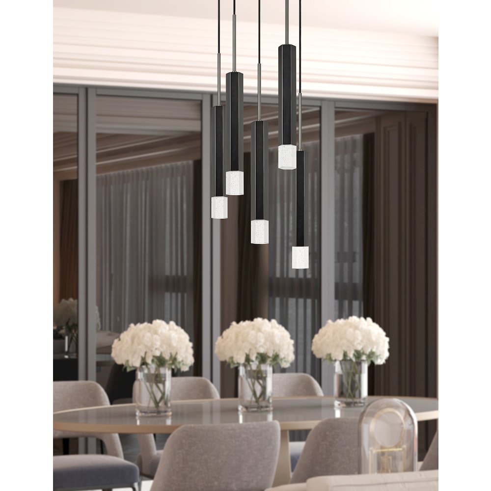 Troy Integrated Led Dimmable Hexagon Aluminum Casted 5 Lights Pendant. Picture 2