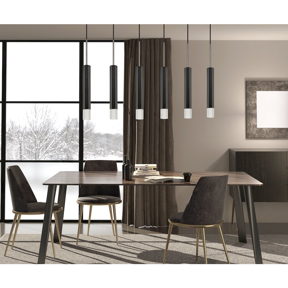 Troy Integrated Led Dimmable Hexagon Aluminum Casted 6 Lights Pendant. Picture 3