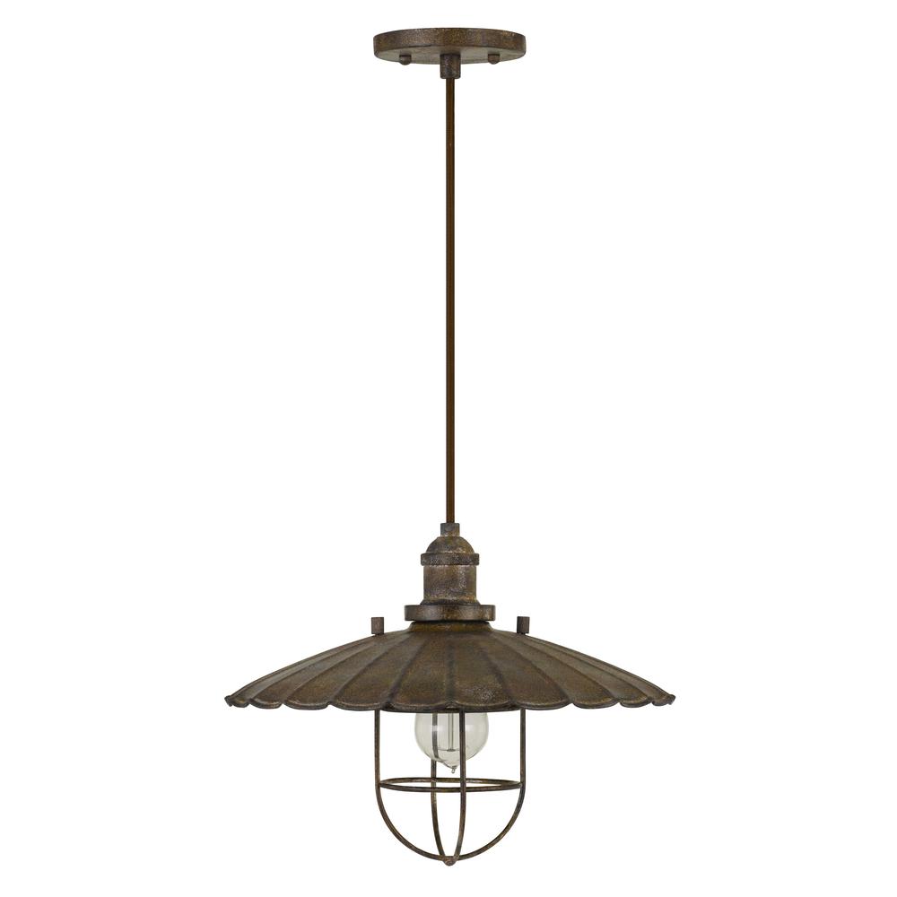 Olive Old Industrial Metal Pendant With Glass Shield (Edison Bulb Not Included). Picture 1