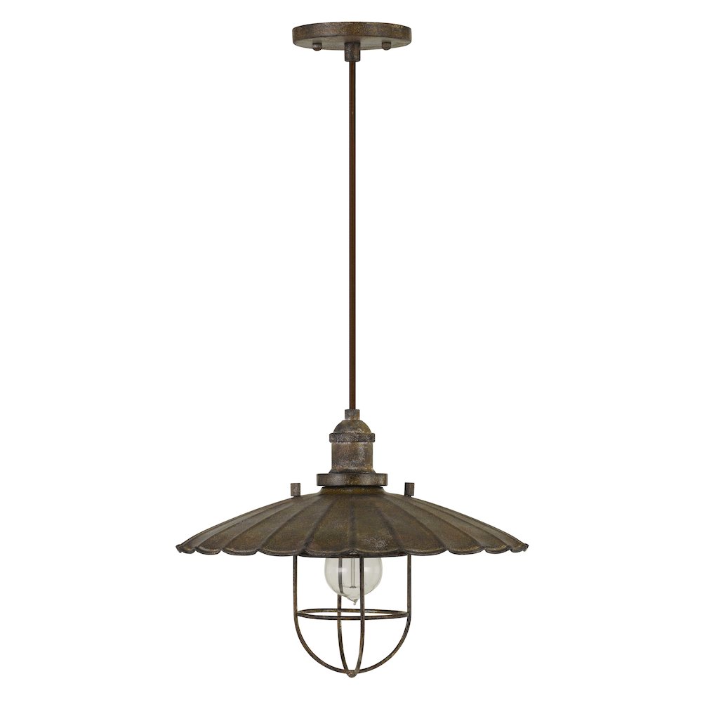 Olive Old Industrial Metal Pendant With Glass Shield (Edison Bulb Not Included). Picture 1