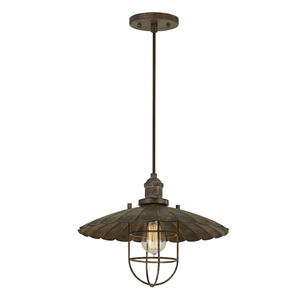 Olive Old Industrial Metal Pendant With Glass Shield (Edison Bulb Not Included). Picture 3