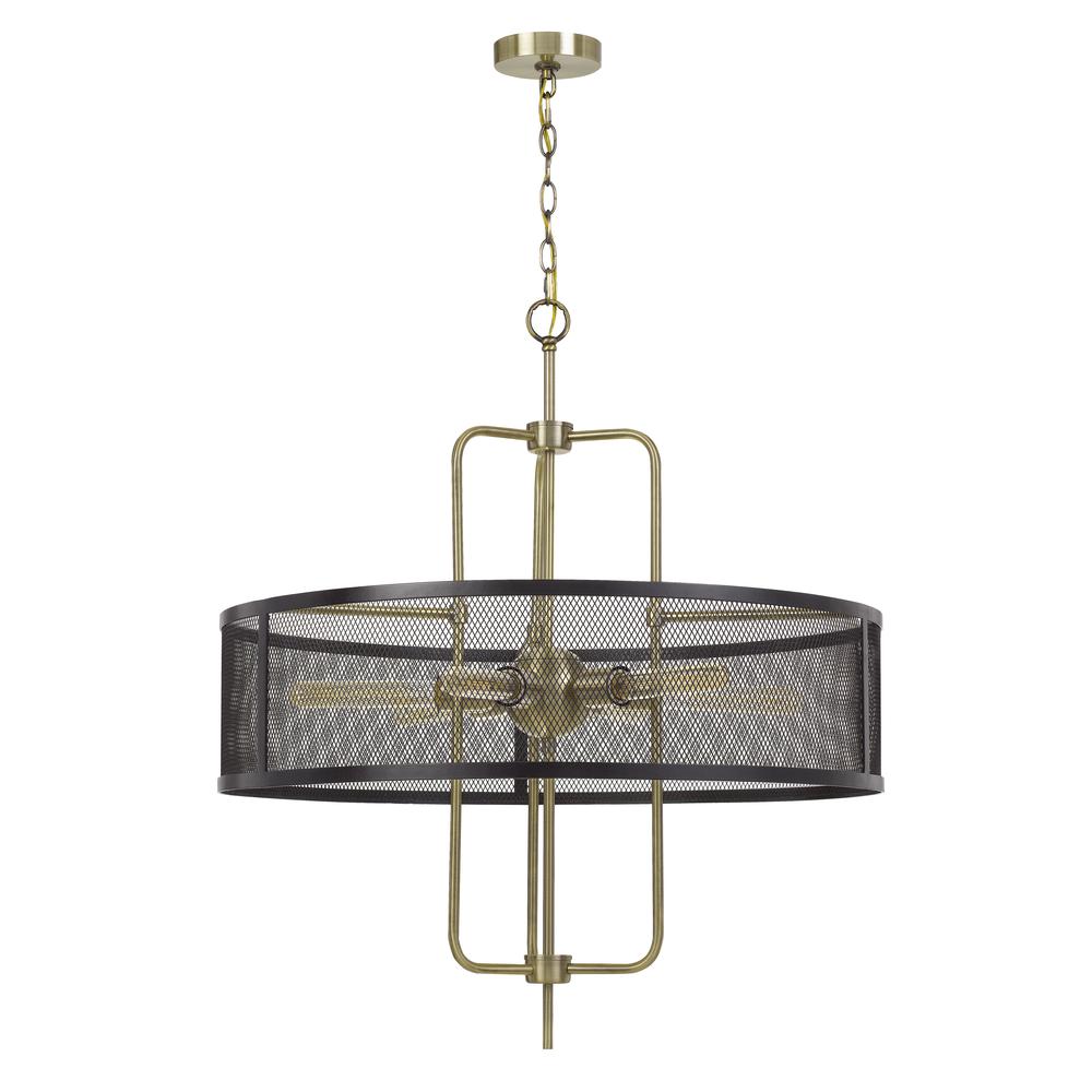 60W X 6 Leiden Metal Chandelier With Mesh Shade (Edison Bulbs Are Not Included). Picture 1