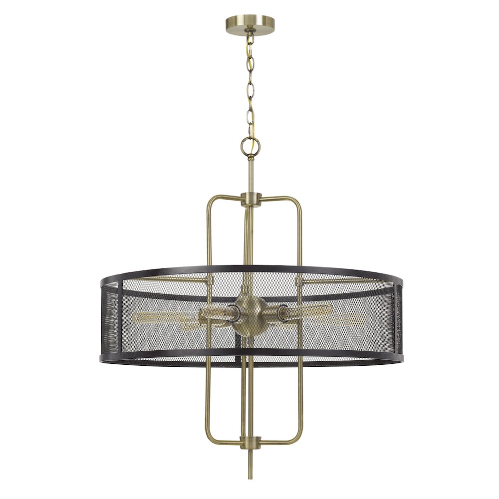 60W X 6 Leiden Metal Chandelier With Mesh Shade (Edison Bulbs Are Not Included). Picture 1