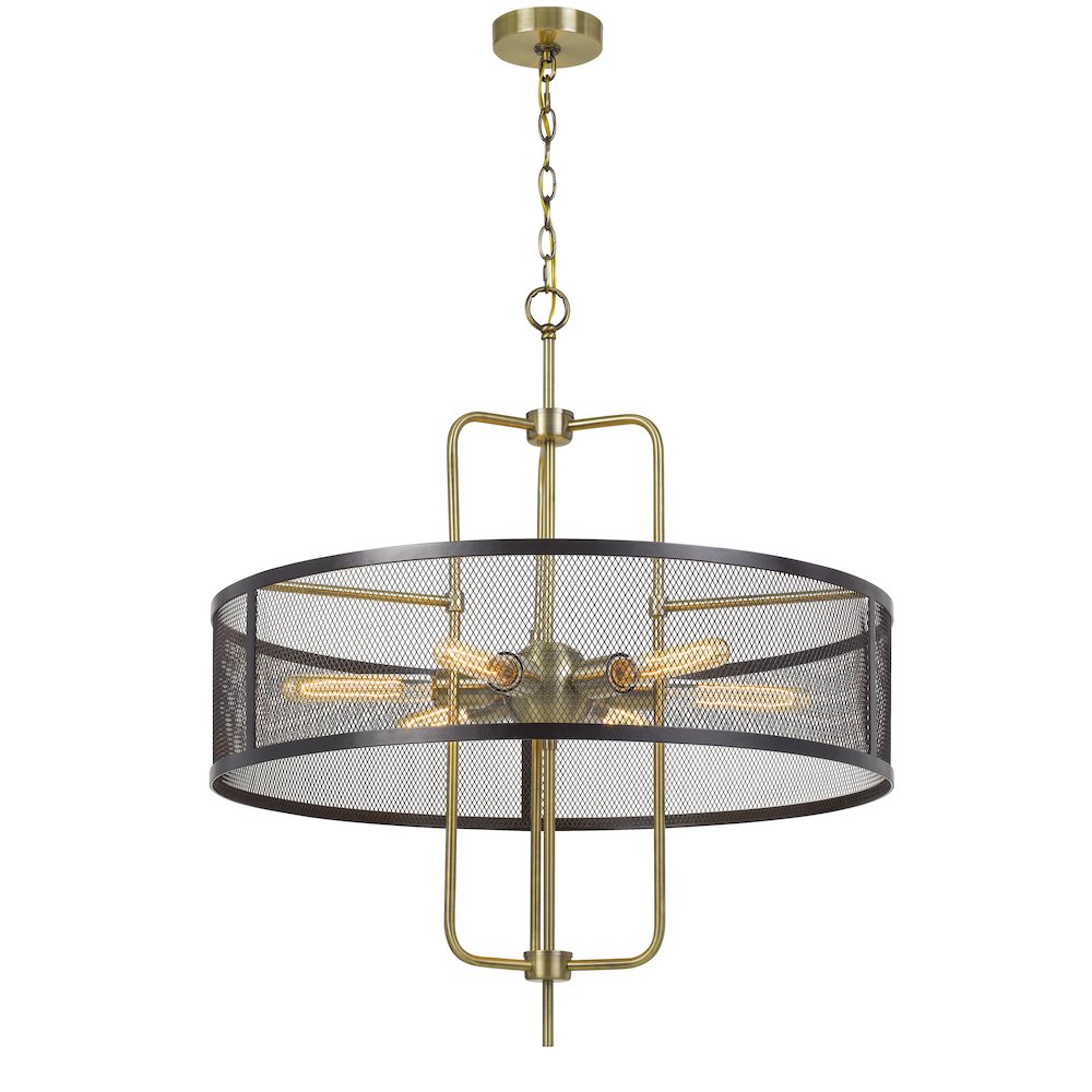 60W X 6 Leiden Metal Chandelier With Mesh Shade (Edison Bulbs Are Not Included). Picture 3