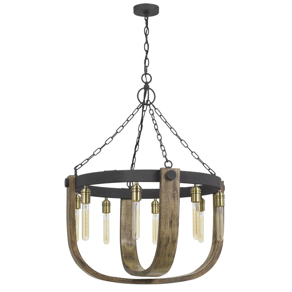 60W X 8 Apulia Metal/Wood Chandelier (Edison Bulbs Are Not Included). Picture 1