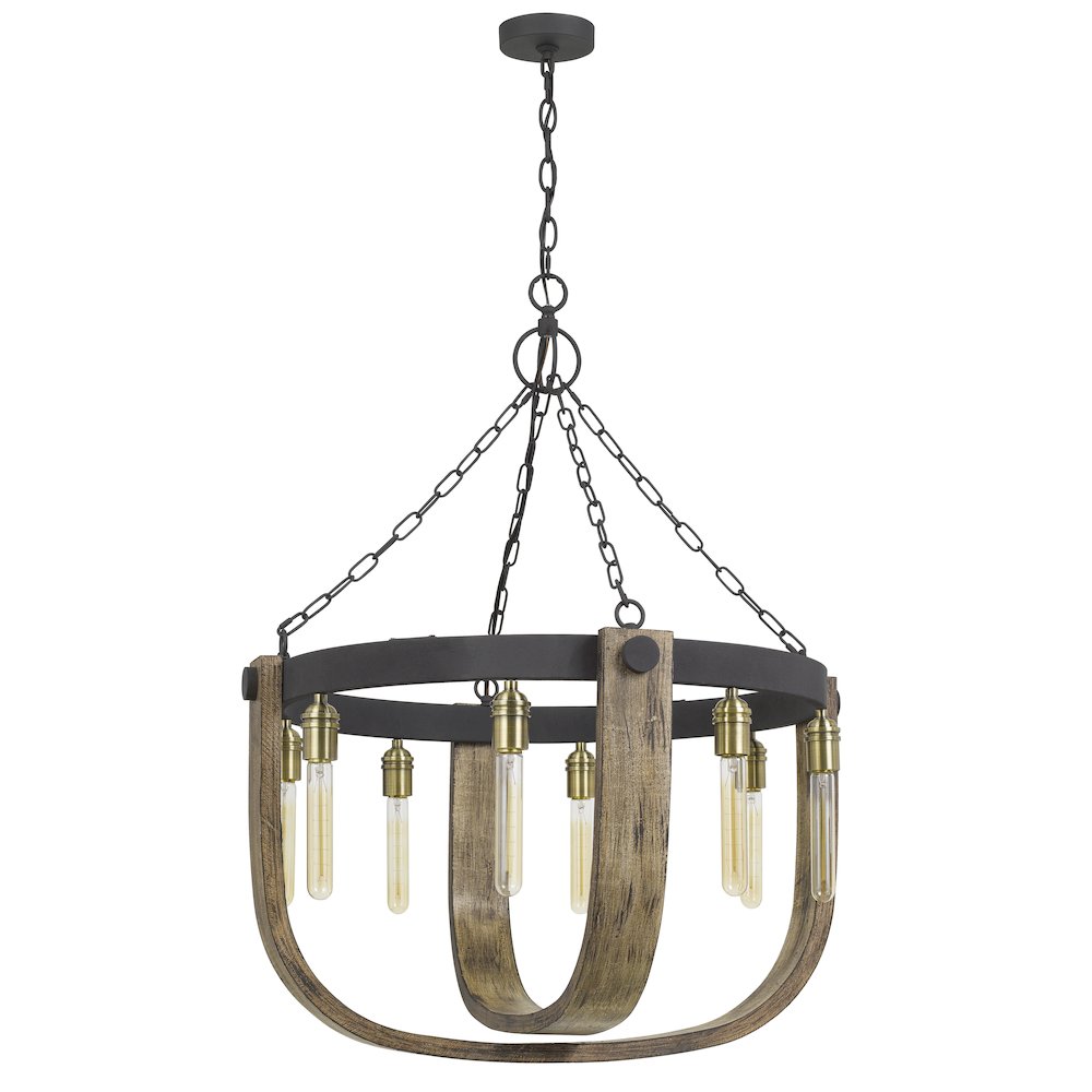 60W X 8 Apulia Metal/Wood Chandelier (Edison Bulbs Are Not Included). Picture 1