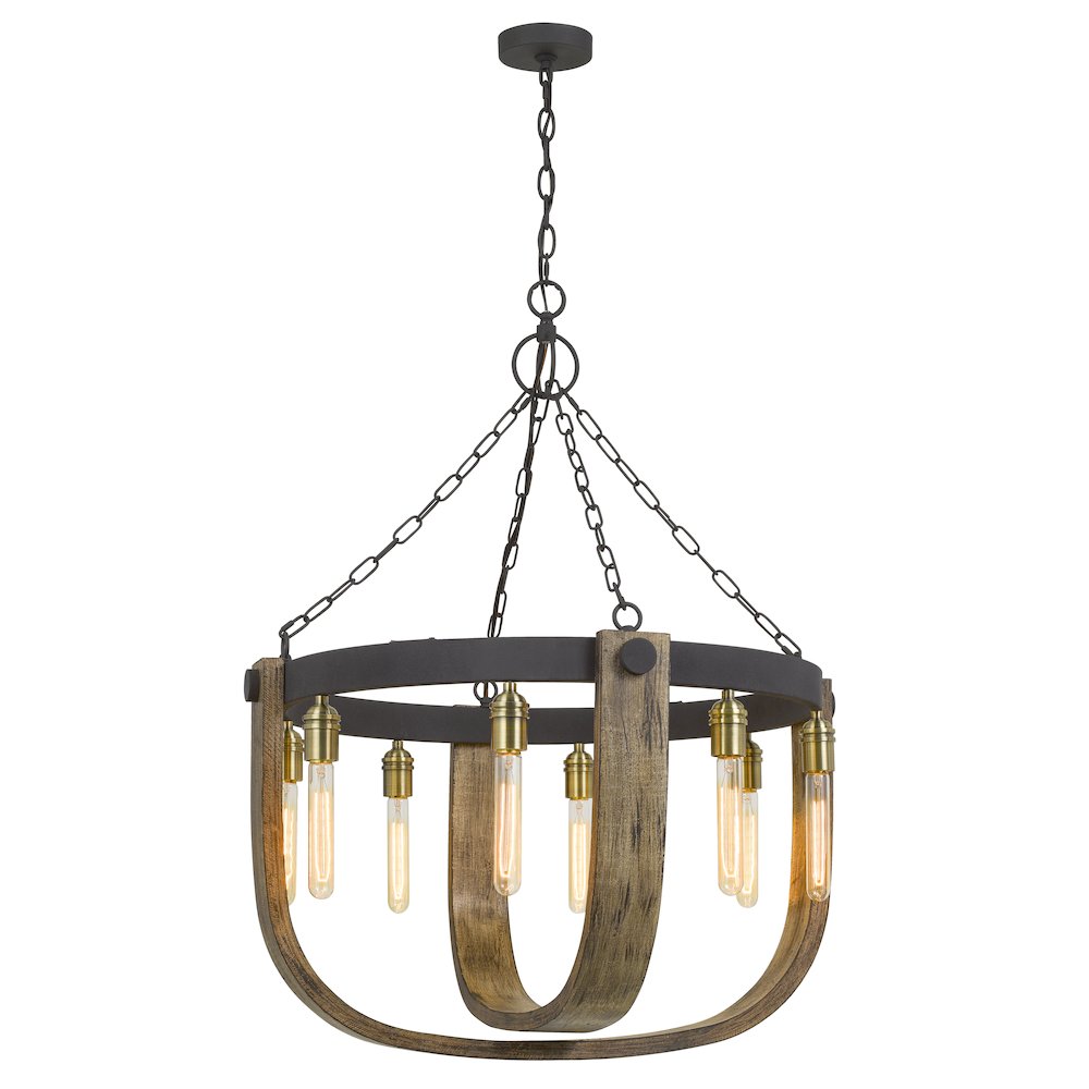 60W X 8 Apulia Metal/Wood Chandelier (Edison Bulbs Are Not Included). Picture 3
