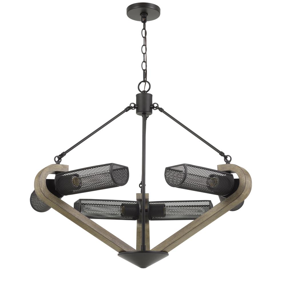 60W X 6 Baden Metal/Wood Chandelier. Picture 1