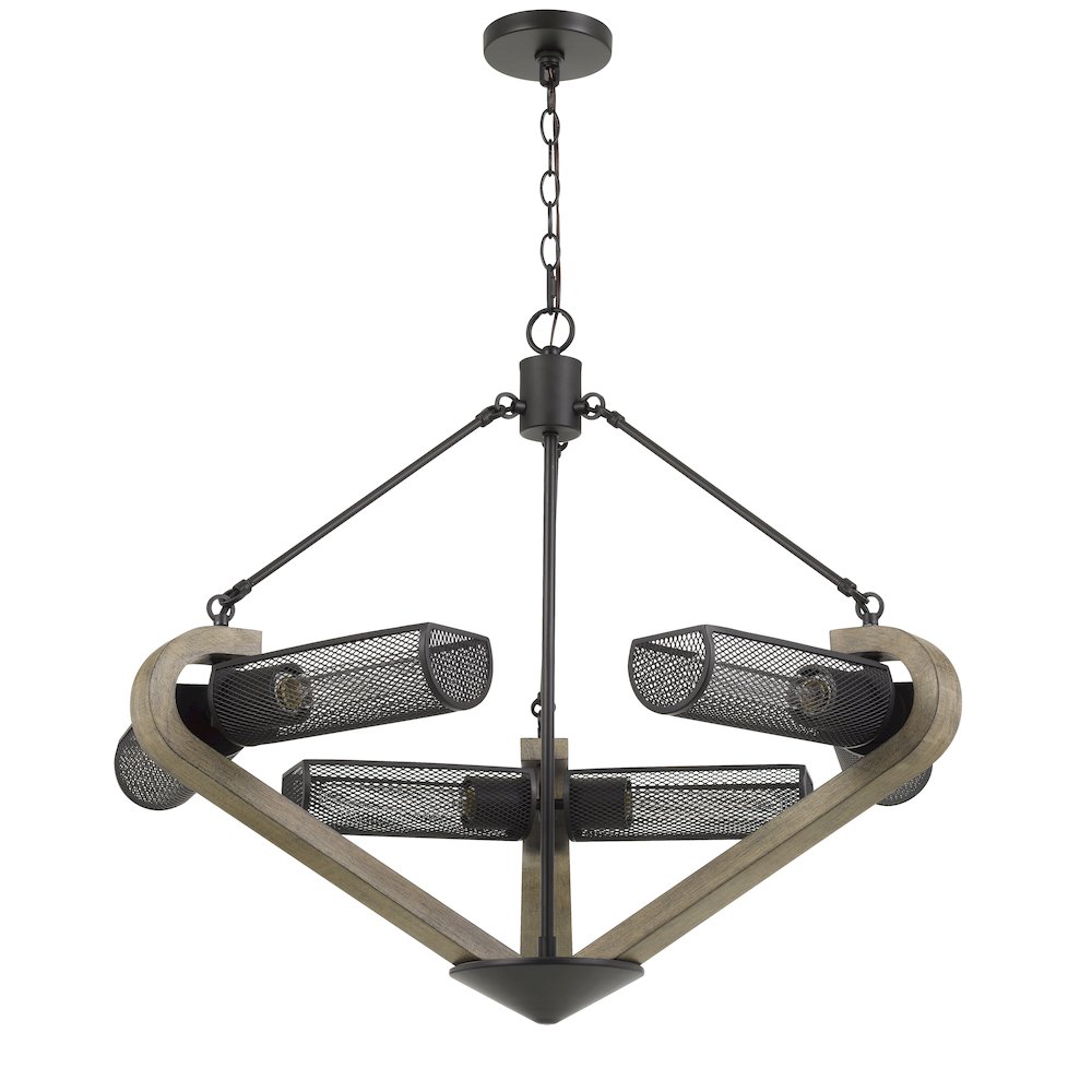 60W X 6 Baden Metal/Wood Chandelier. Picture 1