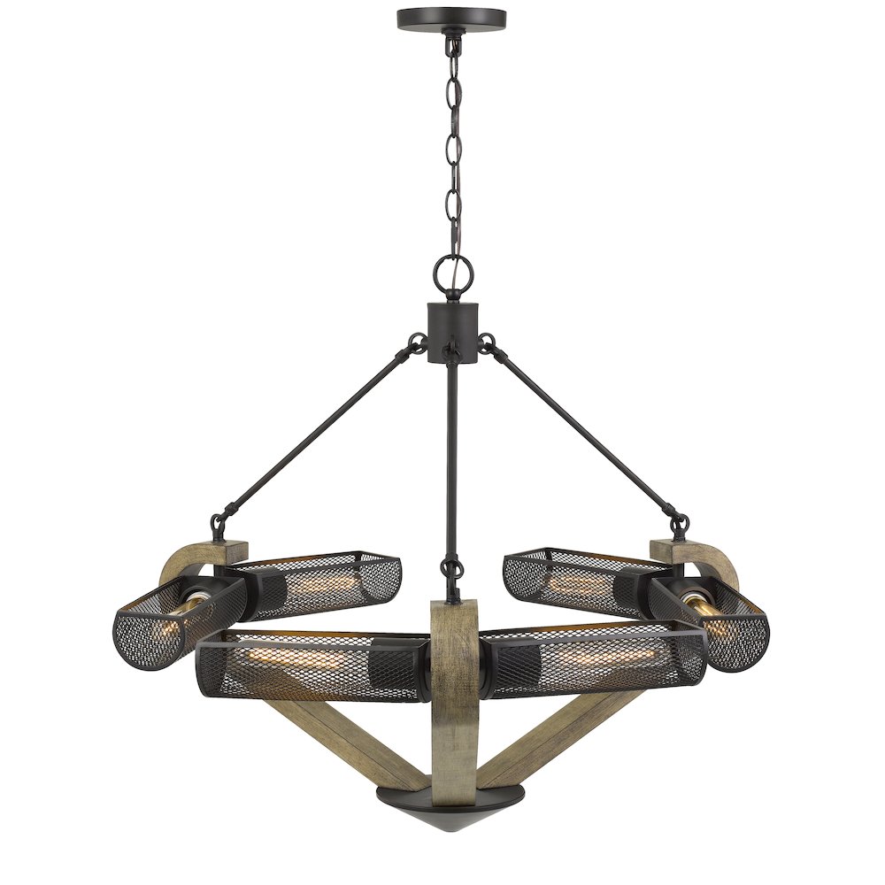 60W X 6 Baden Metal/Wood Chandelier. Picture 3