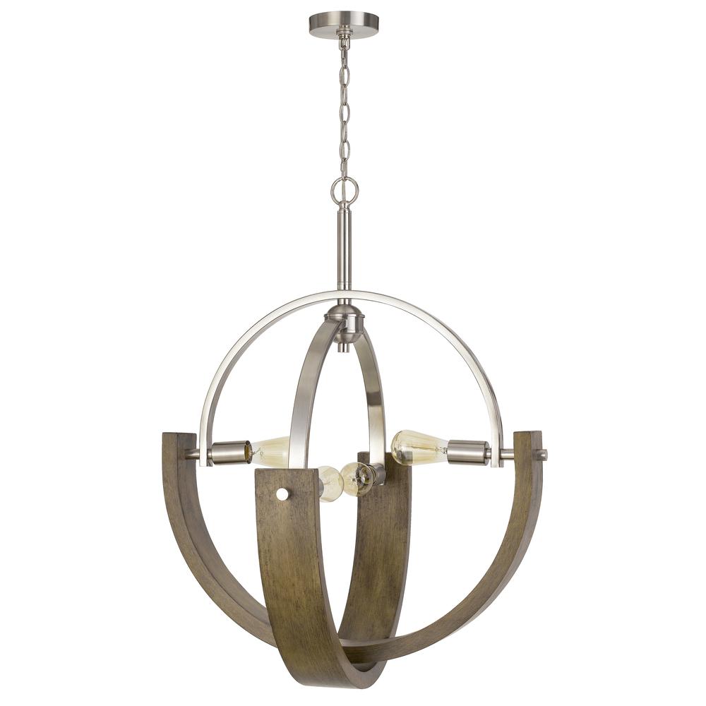 60W X 4 Rauma Metal/Wood Chandelier (Edison Bulbs Are Not Included). Picture 1