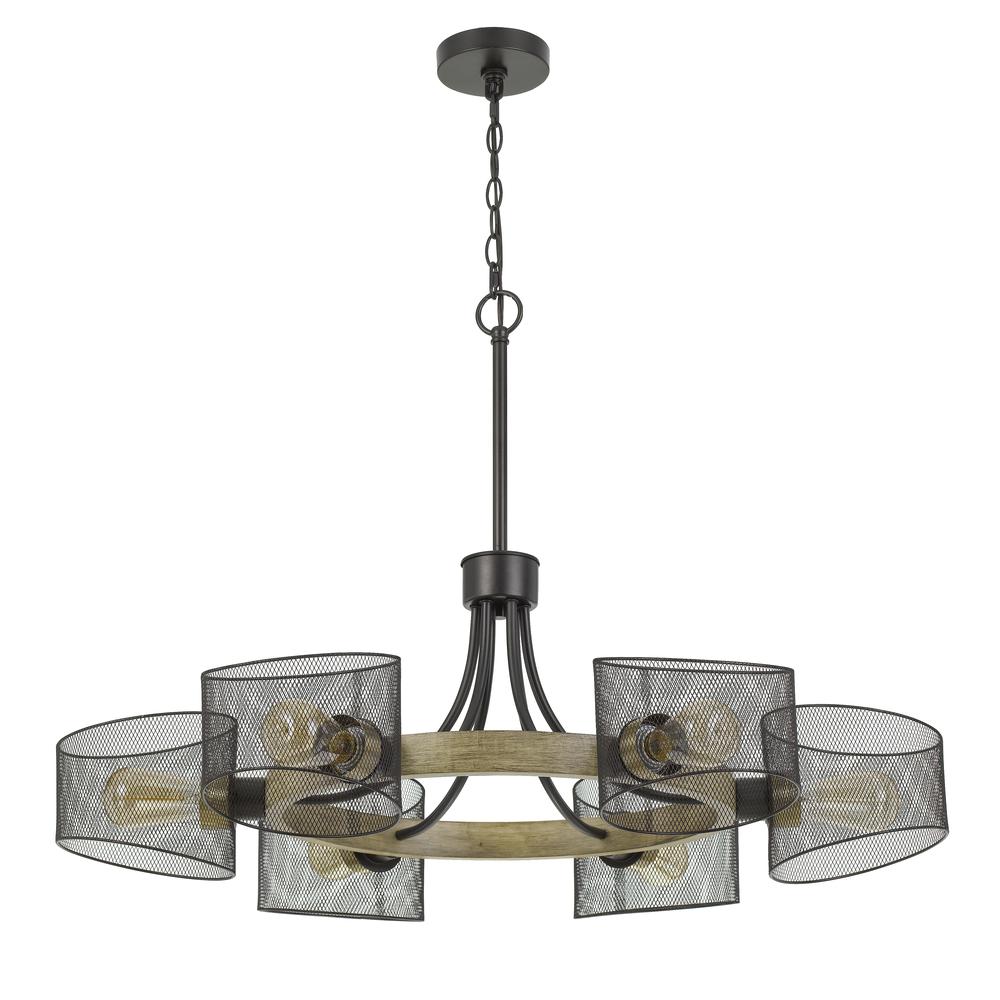 60W X 6 Dronten Metal/Wood Chandelier. Picture 1