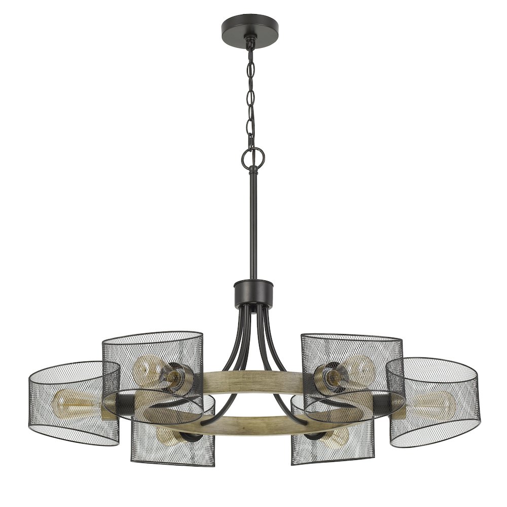 60W X 6 Dronten Metal/Wood Chandelier. Picture 1