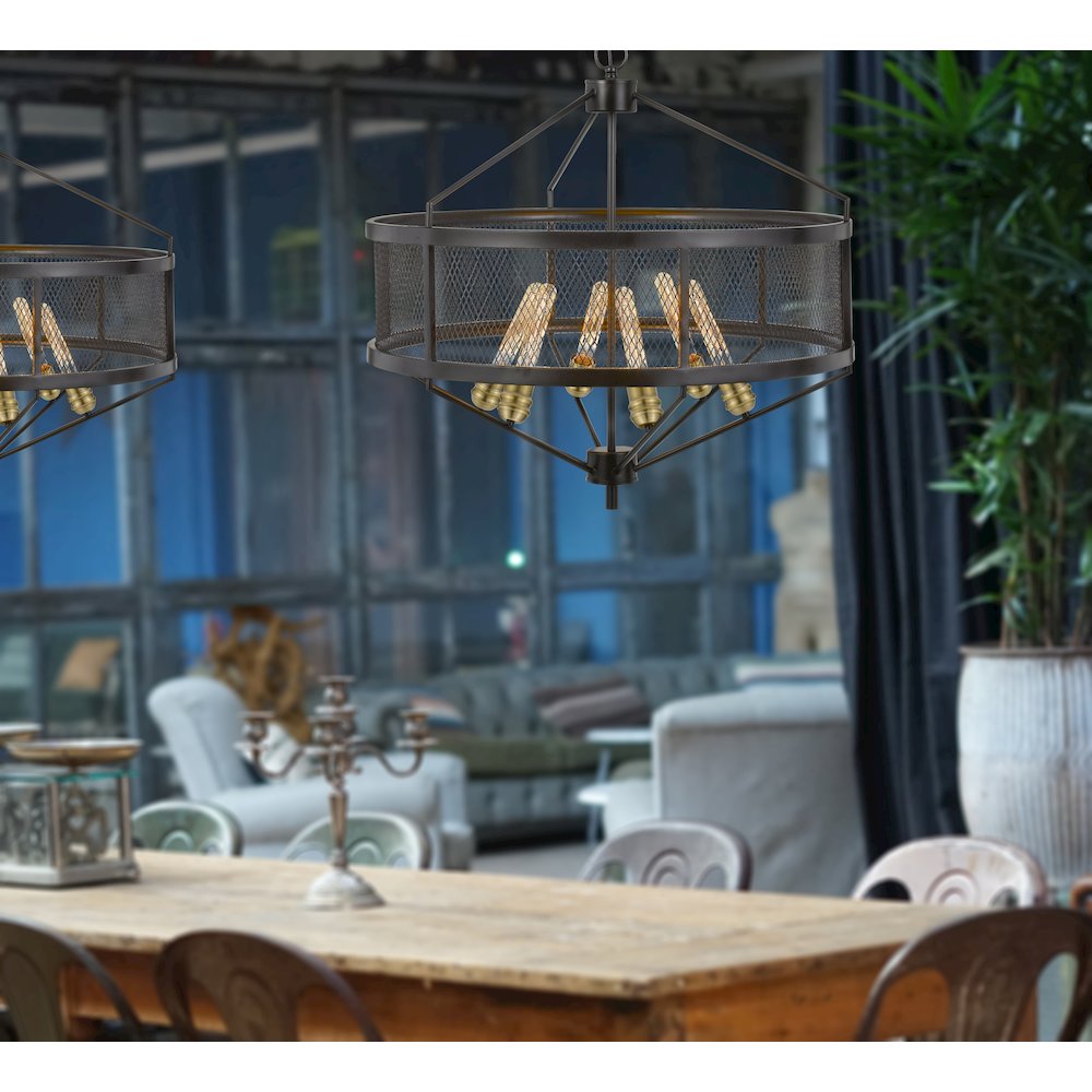 60W X 6 Halle Metal Chandelier (Edison Bulbs Are Not Included). Picture 2