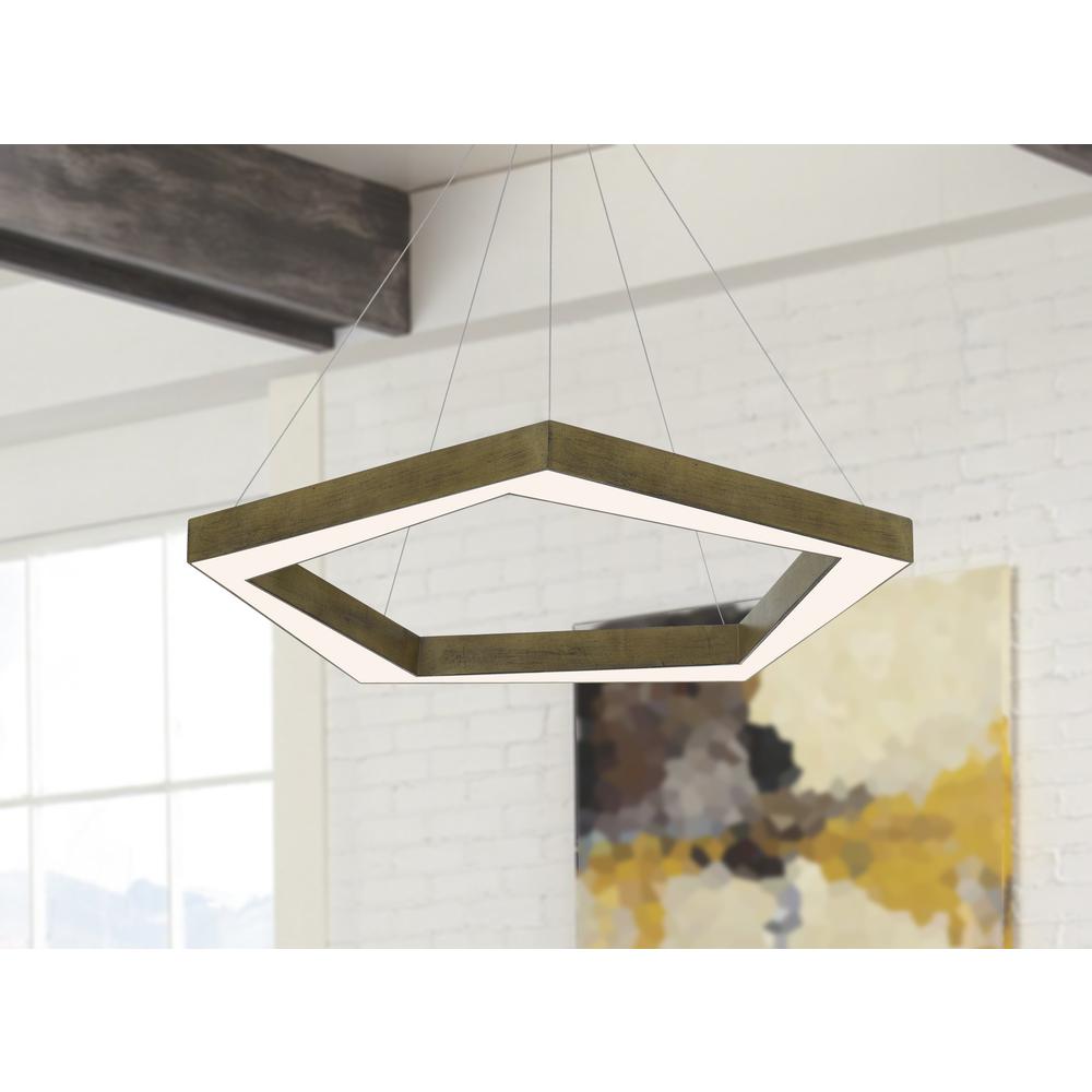 Metz dimmable Integrated LED polygon pine wood pendant fixture. Picture 2