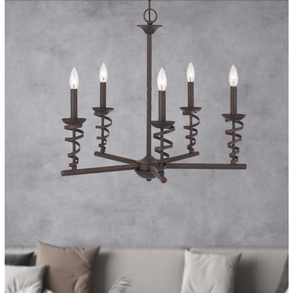 60W x 5 Forbach metal chandelier (Edison Bulbs are included). Picture 2