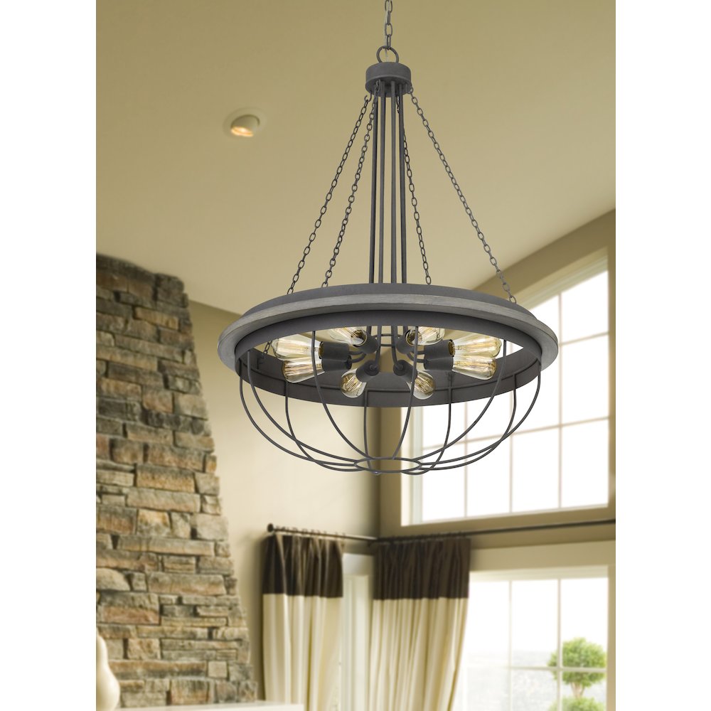 60W x 8 Nixa metal chandelier (Edison bulbs NOT included). Picture 2