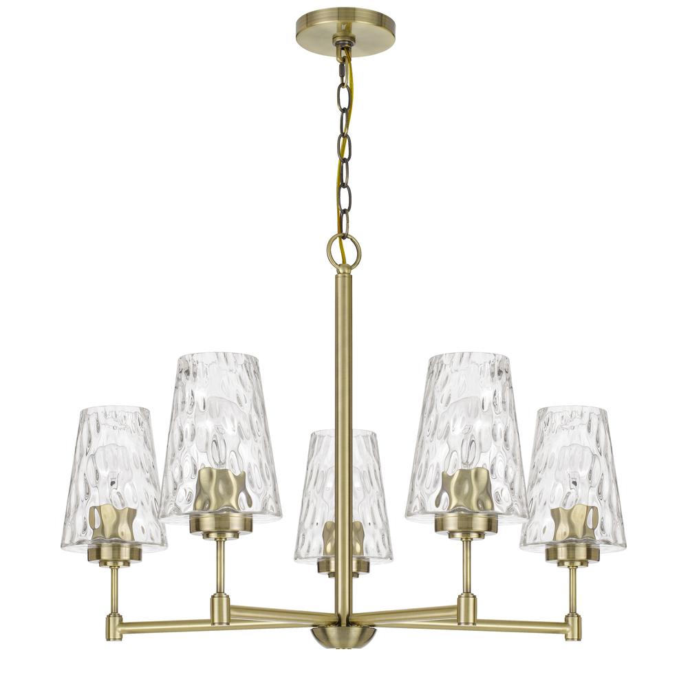 60W x 5 Crestwood metal chandelier with textured glass shades. Picture 1