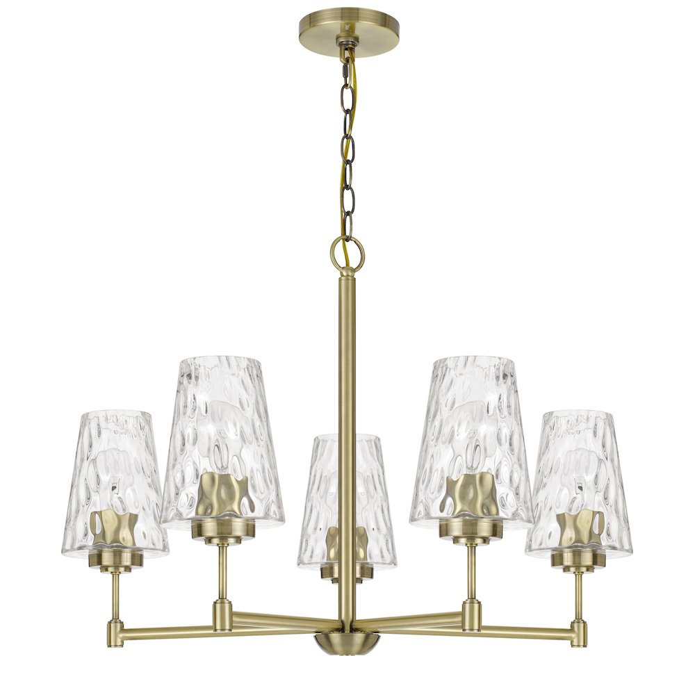 60W x 5 Crestwood metal chandelier with textured glass shades. Picture 1