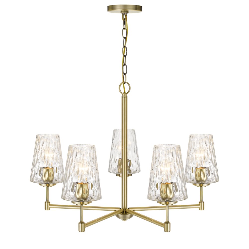 60W x 5 Crestwood metal chandelier with textured glass shades. Picture 3