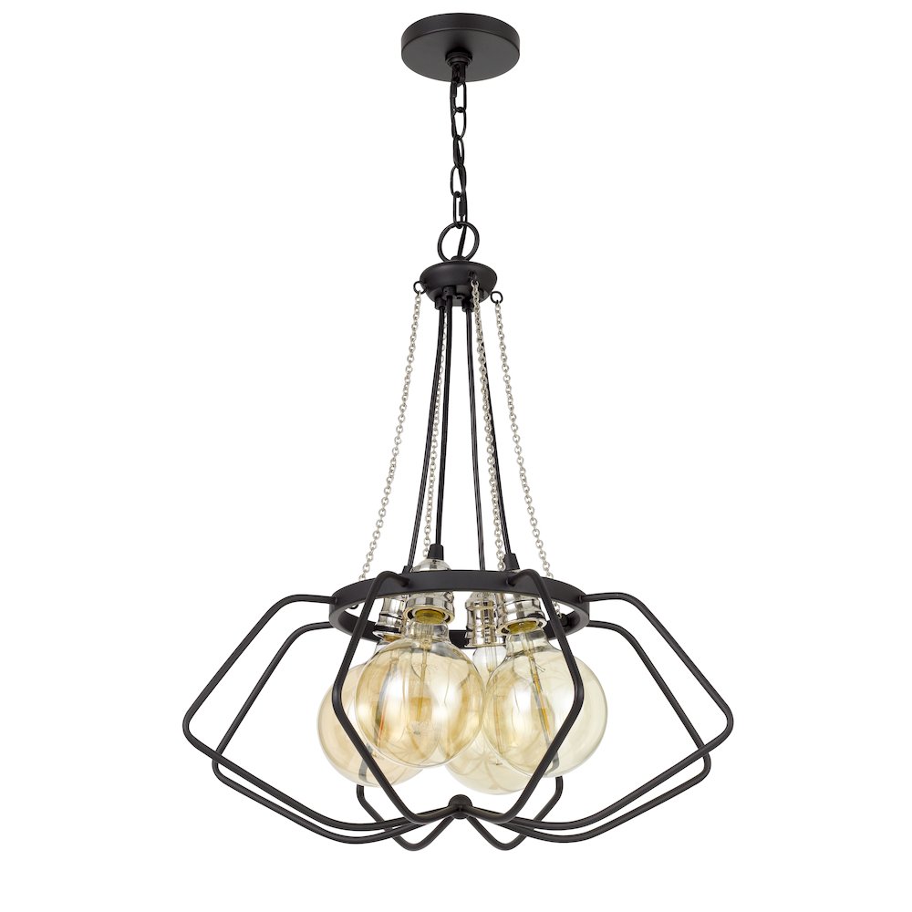 60W x 4 Ladue metal chandelier (Edison bulbs shown ARE included). Picture 1