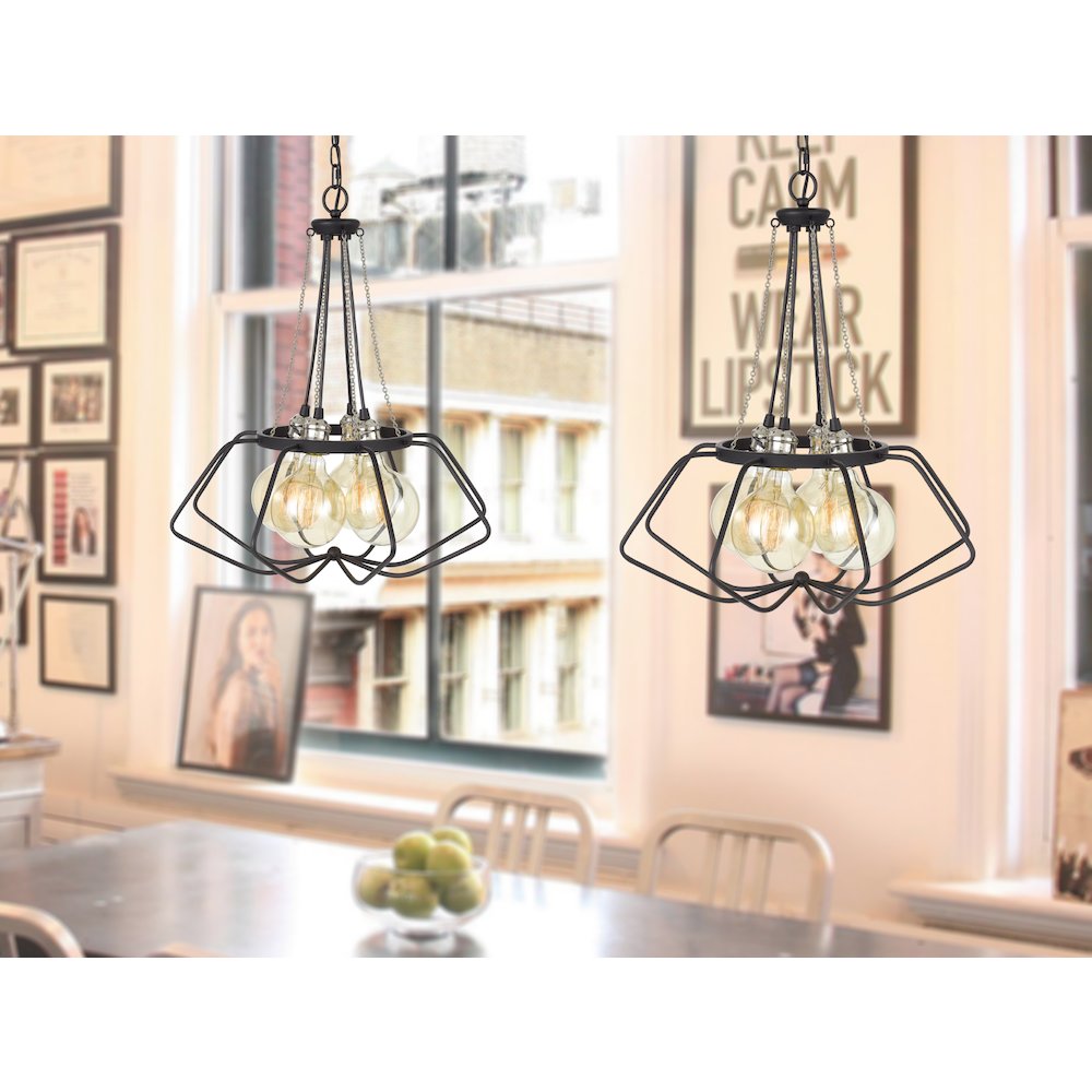 60W x 4 Ladue metal chandelier (Edison bulbs shown ARE included). Picture 2