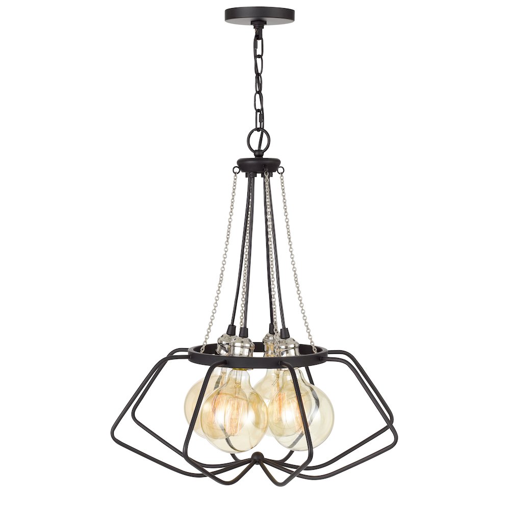 60W x 4 Ladue metal chandelier (Edison bulbs shown ARE included). Picture 3