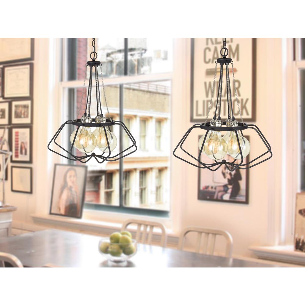 60W x 4 Ladue metal chandelier (Edison bulbs shown ARE included). Picture 2