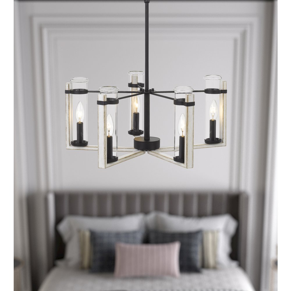 60Wx  5 Olivette metal chandelier with glass shade. Picture 2