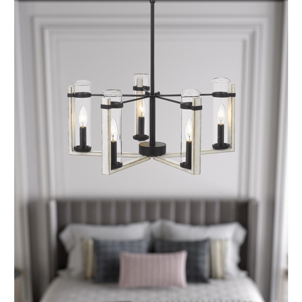 60Wx  5 Olivette metal chandelier with glass shade. Picture 2