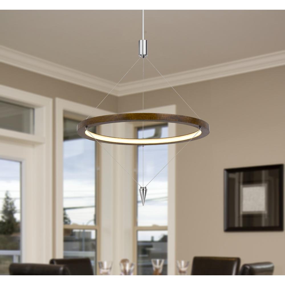 Viterbo integrated dimmable LED pine wood pendant fixture. Picture 2