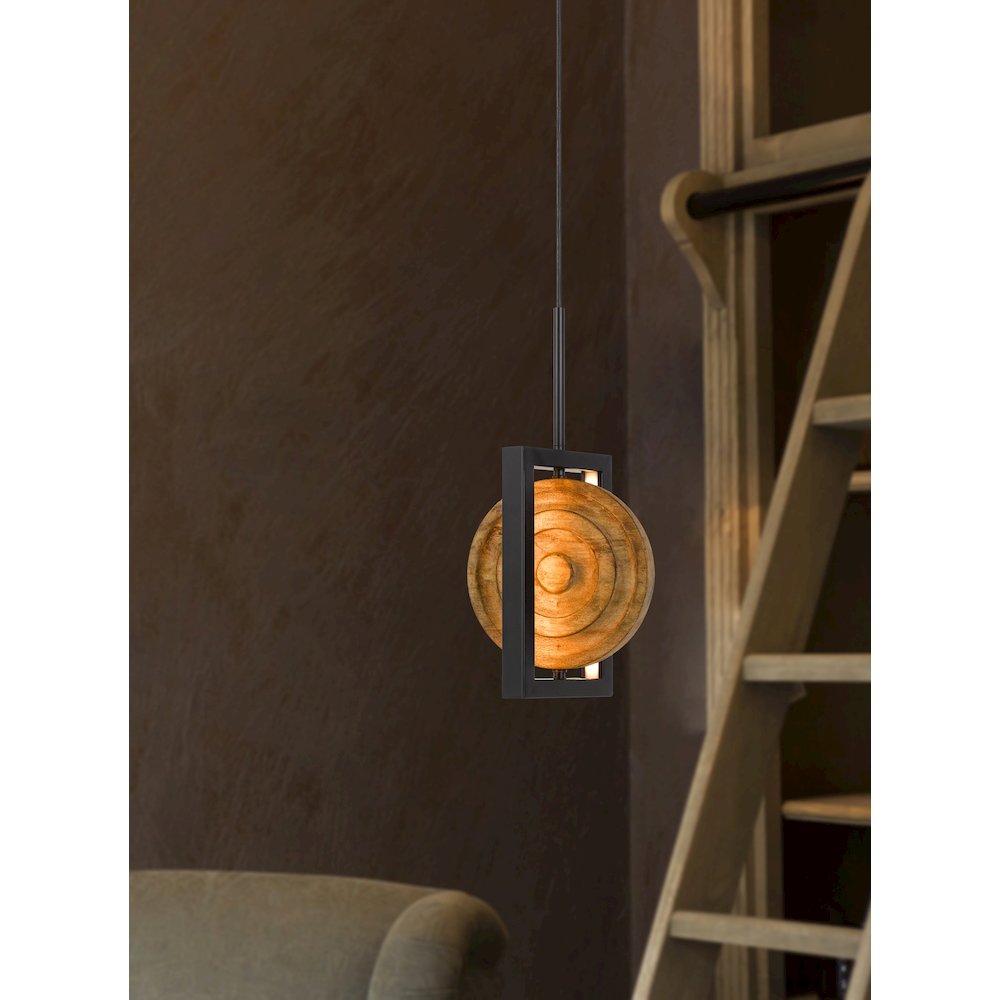 Fano integrated dimmable LED wood/metal mini pendant fixture. Picture 2