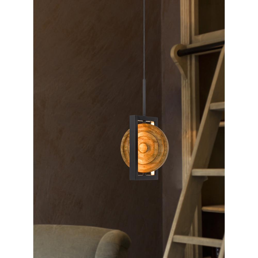 Fano integrated dimmable LED wood/metal mini pendant fixture. Picture 2