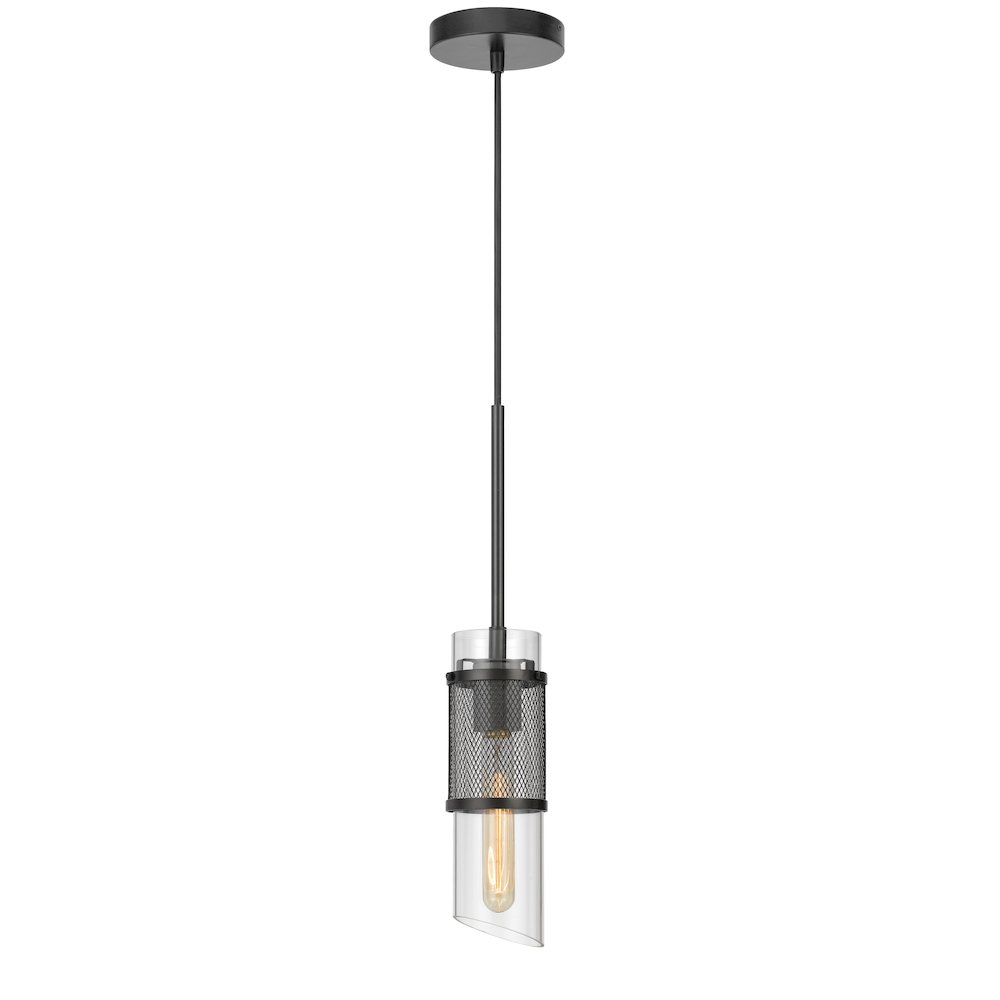 60W Savona double layer glass/metal mini pendant with mesh metal shade. Picture 2