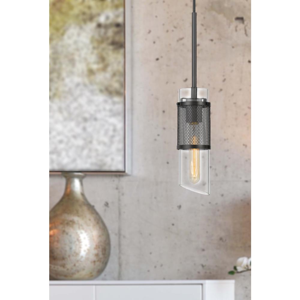 60W Savona double layer glass/metal mini pendant with mesh metal shade. Picture 2