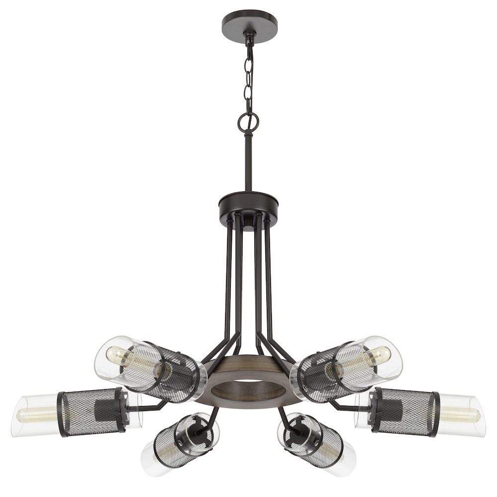 60W x 6 Savona pine wood/metal chandelier. Picture 1