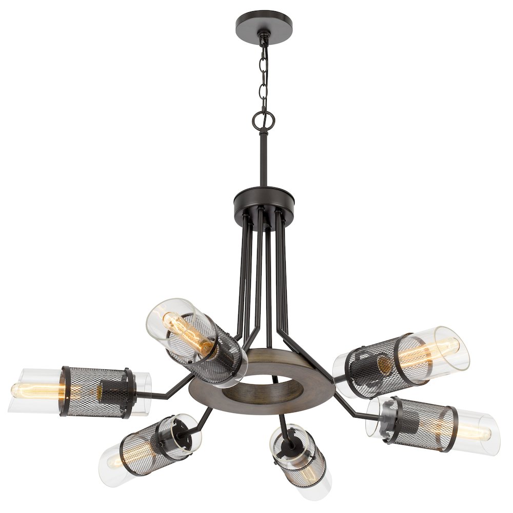 60W x 6 Savona pine wood/metal chandelier. Picture 3