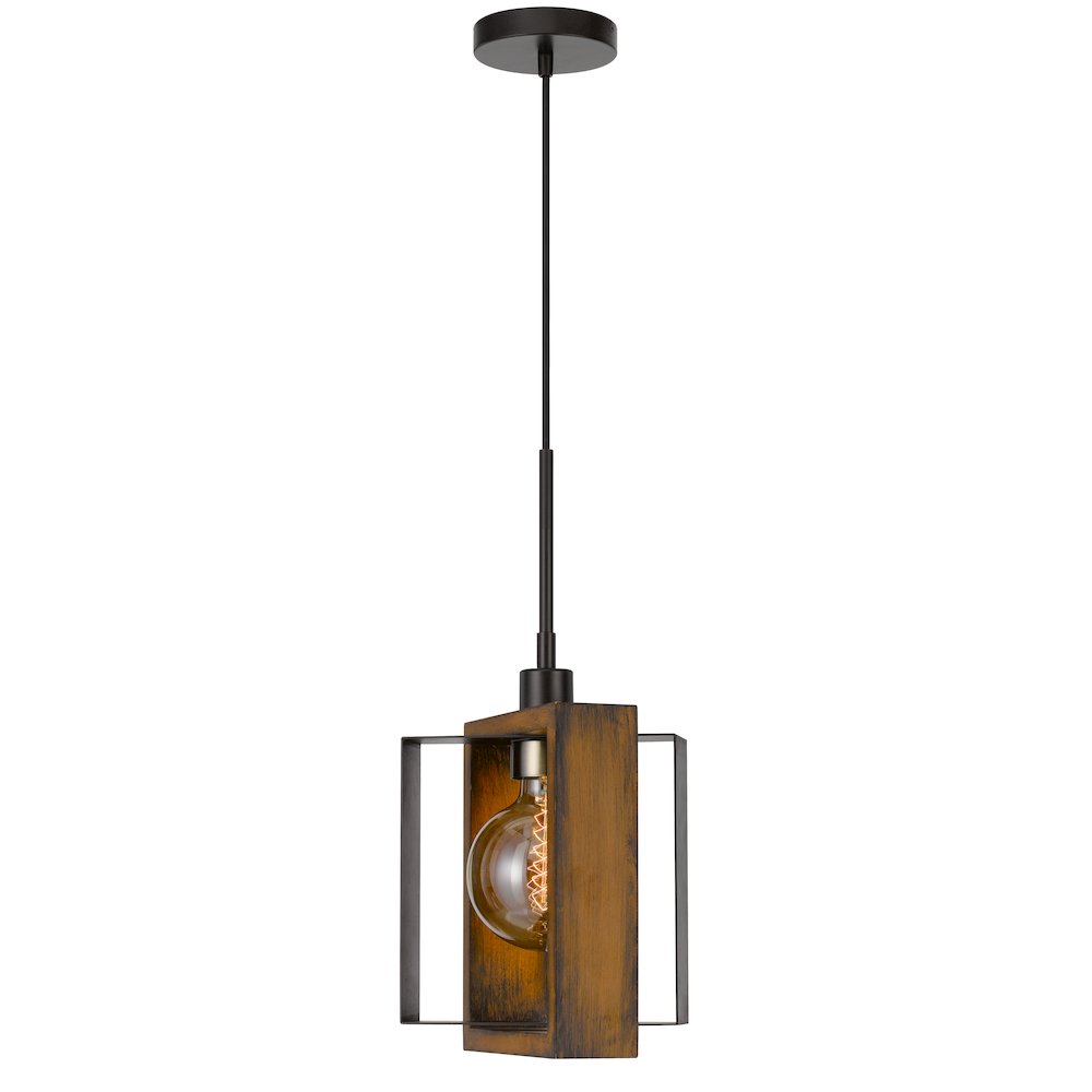 60W Agrigento pine wood/metal mini pendant fixture (Edison bulb INCLUDED). Picture 3
