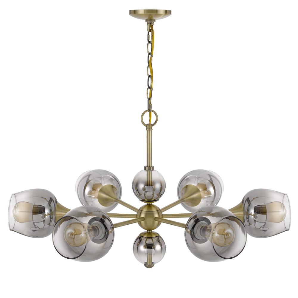 60W X 6 Pendleton Metal Chandelier With Electoral Plated Smoked Glass Shades. Picture 1